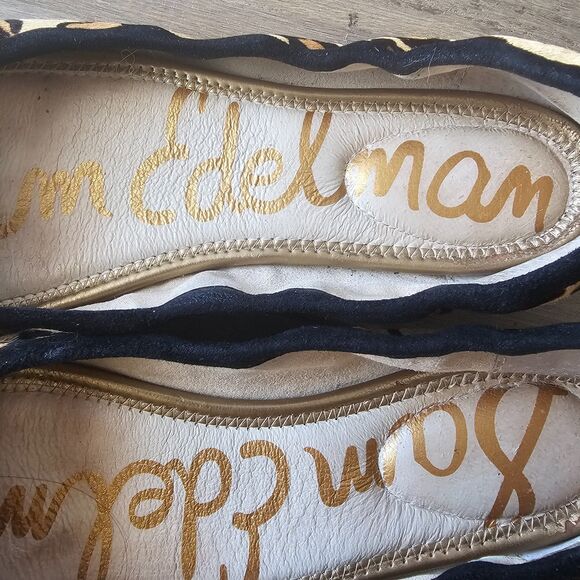 Sam Edelman Felicia Ballet Flats US 7M Leopard Calf Hair Slip-On Bow Classic - Picture 5 of 8